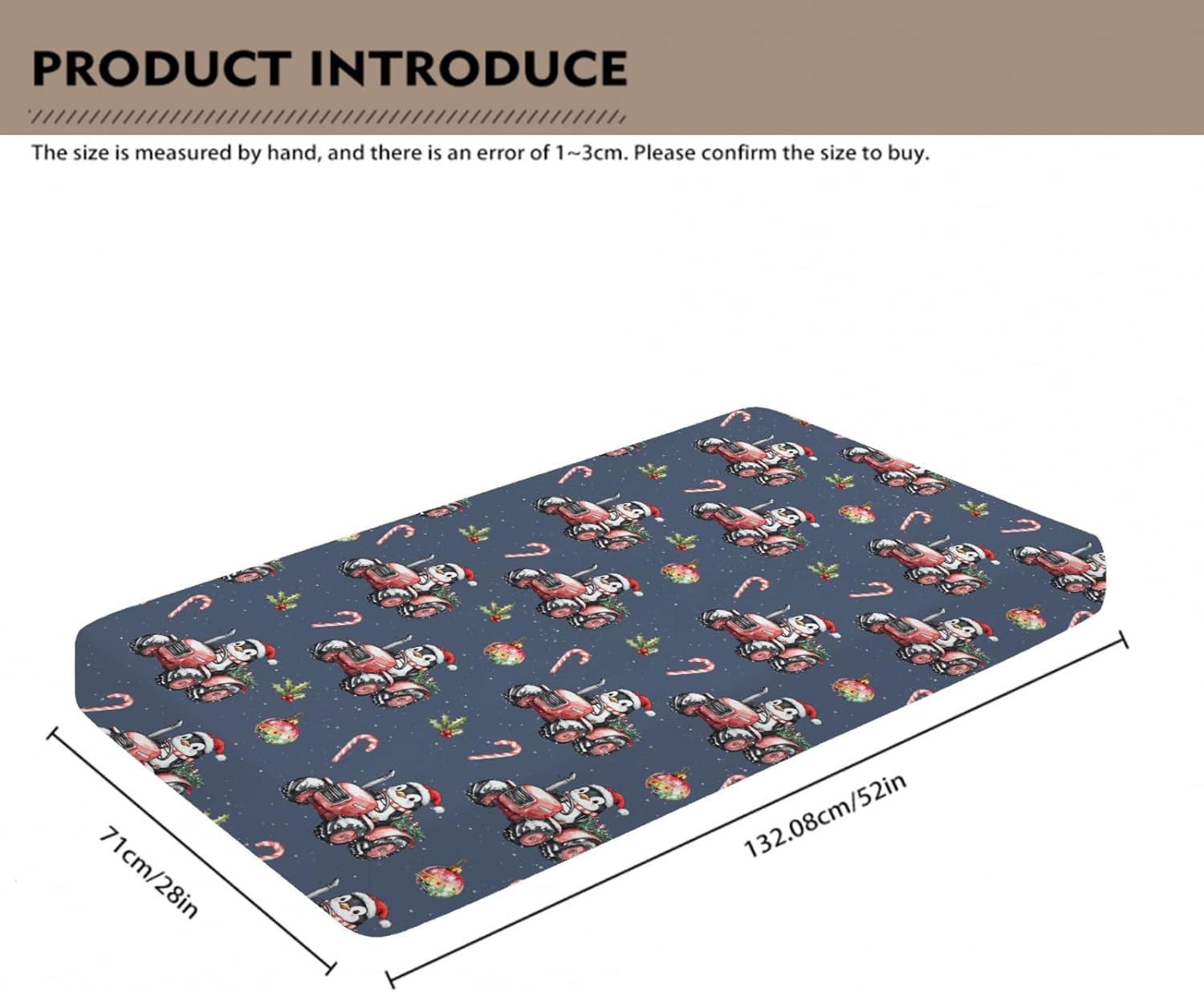Cute Christmas Penguins Tractor Candy Fir Fitted Crib Sheet for Baby Girls Boys 52x28Inch Red Farm Vehicles Baby Sheet for Standard Crib and Toddler Winter Animals Mattress Winter One Size