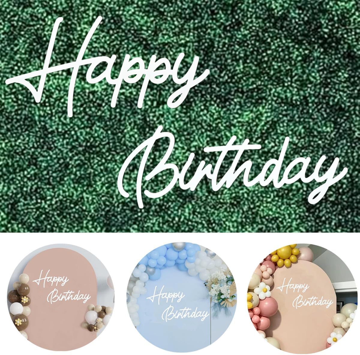 Wood Happy Birthday Sign Gold White Painted Cutout Wooden