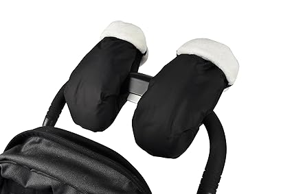 BEABA Waterproof Fleece Lined Stroller Gloves, Hand Warmer Muff, Anti-Freeze Stroller Mittens for Handlebars, Winter Stroller Accessories, Baby Winter Essentials, Black