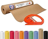 Vista 44 de Rollo de papel kraft amarillo de 36" x 1200" (100 pies) con cortador - Papel de regalo hecho en EE. UU. para embalaje, mudanza, envío