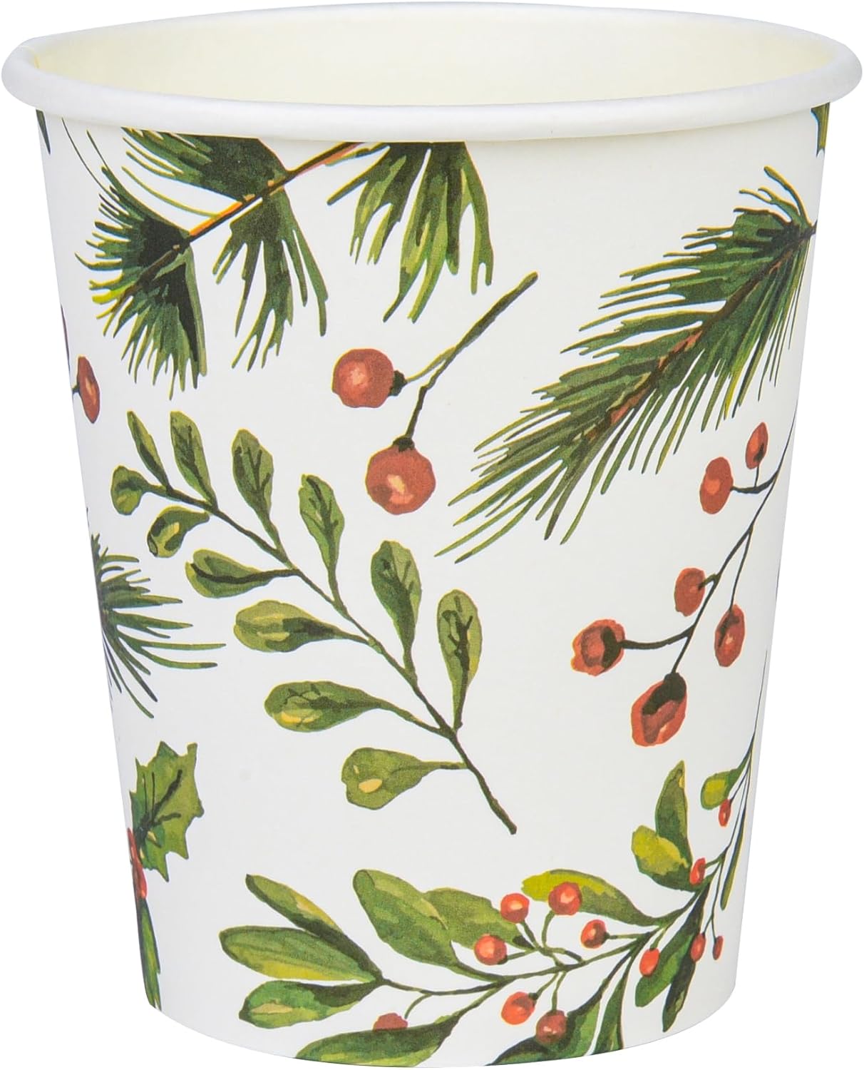 Elyxio 100Pcs Christmas Paper Cups Berry & Pine 9oz