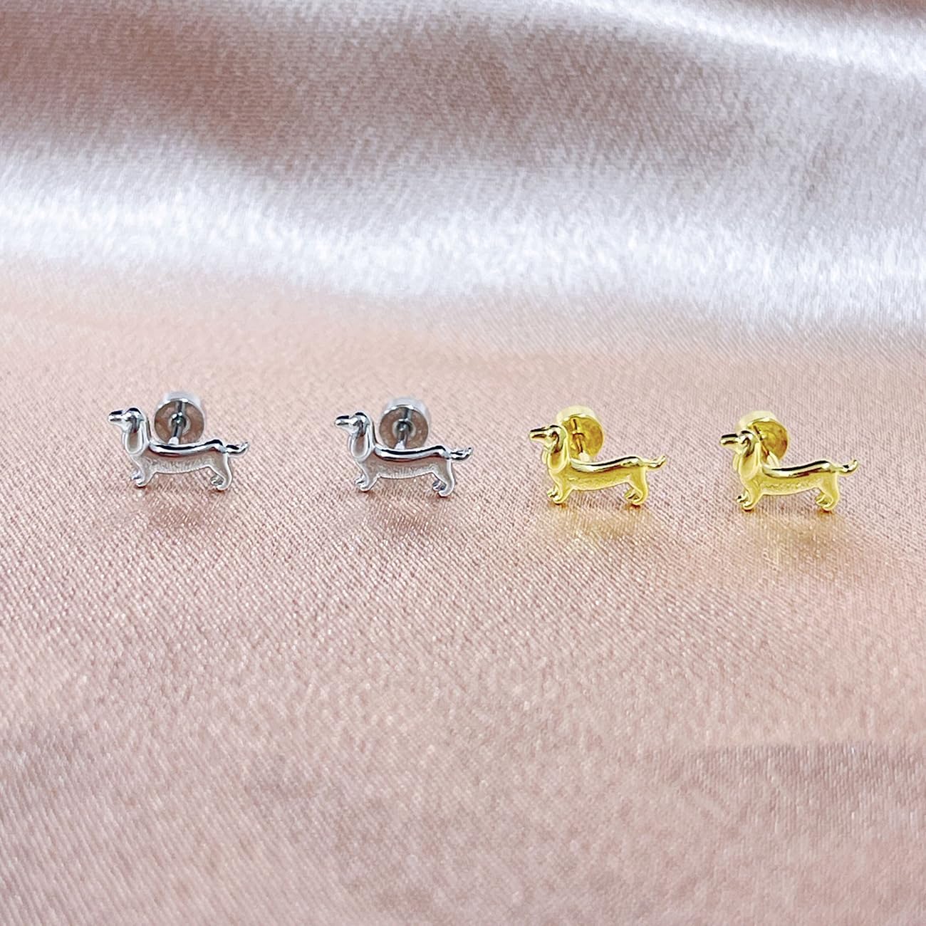 Cute Dachshund Dog Cartilage Helix Stud Earrings for Women Men Stainless Steel Puppy Animal Pet Screw Flat Back Tragus Tiny Studs Earring Adorable Christmas Jewelry Gifts Birthday 18G - Image 8