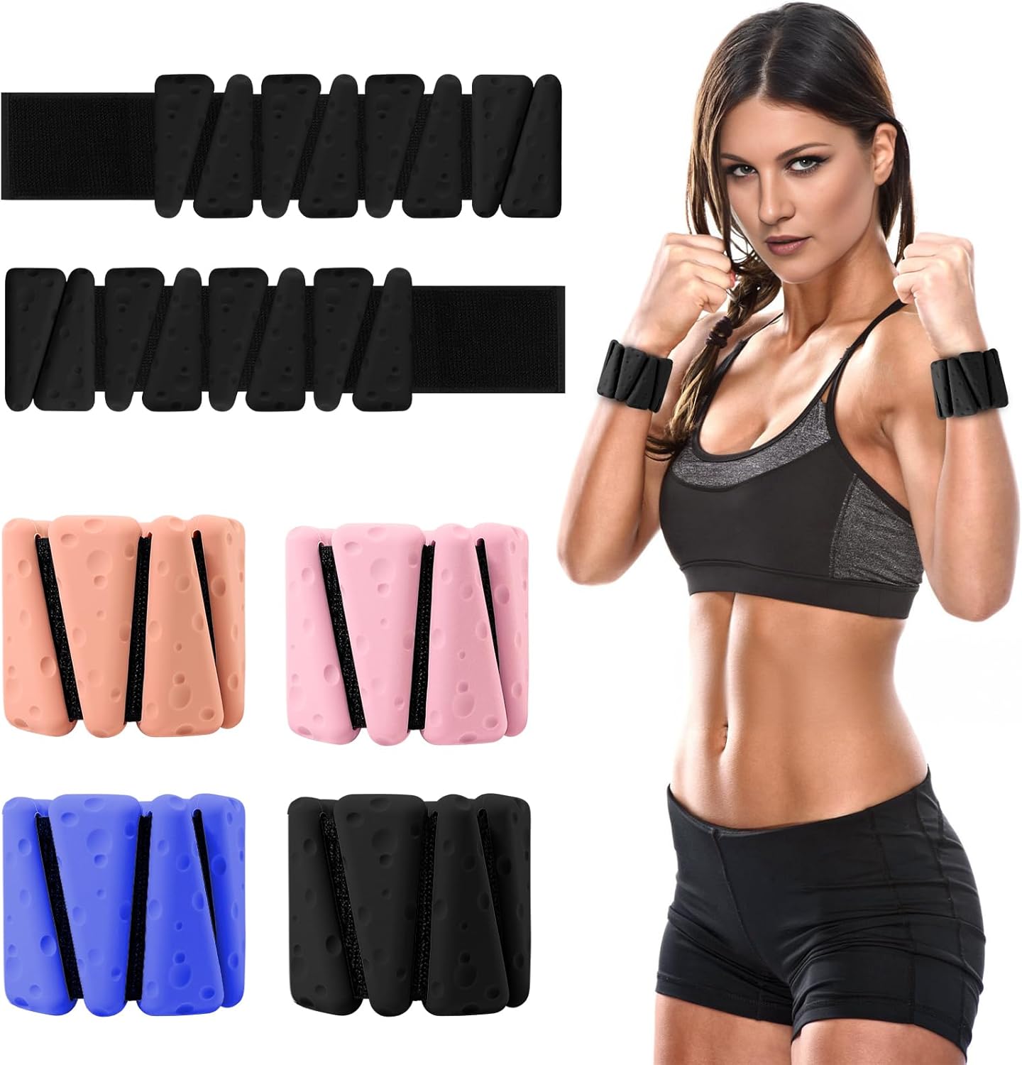 Wrist Weights Set of 2, Adjustable Wrist Ankle Weights for Women and Men, Silicone Weighted Bangles for Walking Yoga Pilates Running Dance Gym 2lb