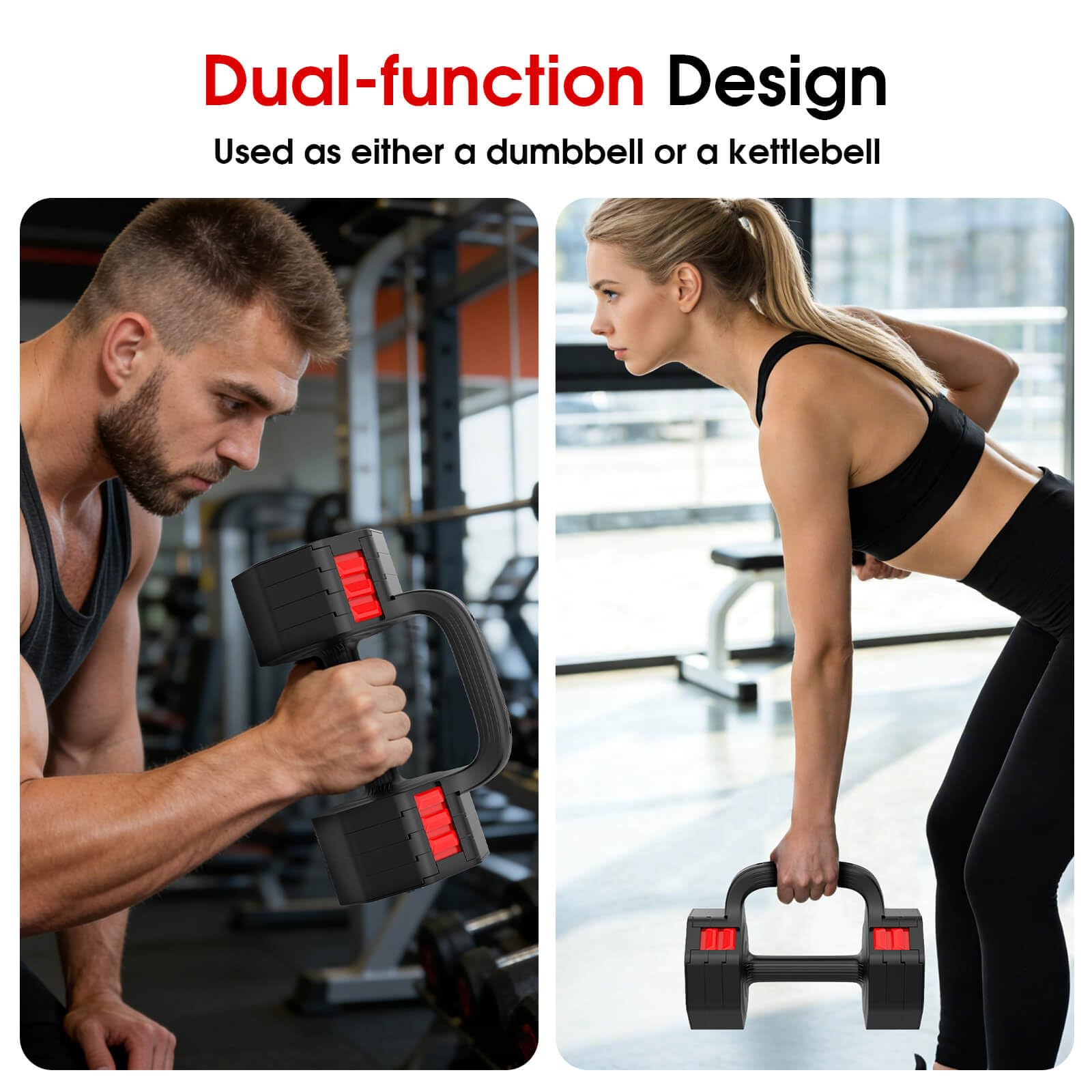 Adjustable Dumbbell Set, 4-in-1 Weights 5-20.5lb Each for Home Gym | 2-in-1 Dumbbell & Kettlebell, Quick Switch 1-Second Lock, Ergonomic Handle with Foam Pads, Space-Saving for Small Spaces