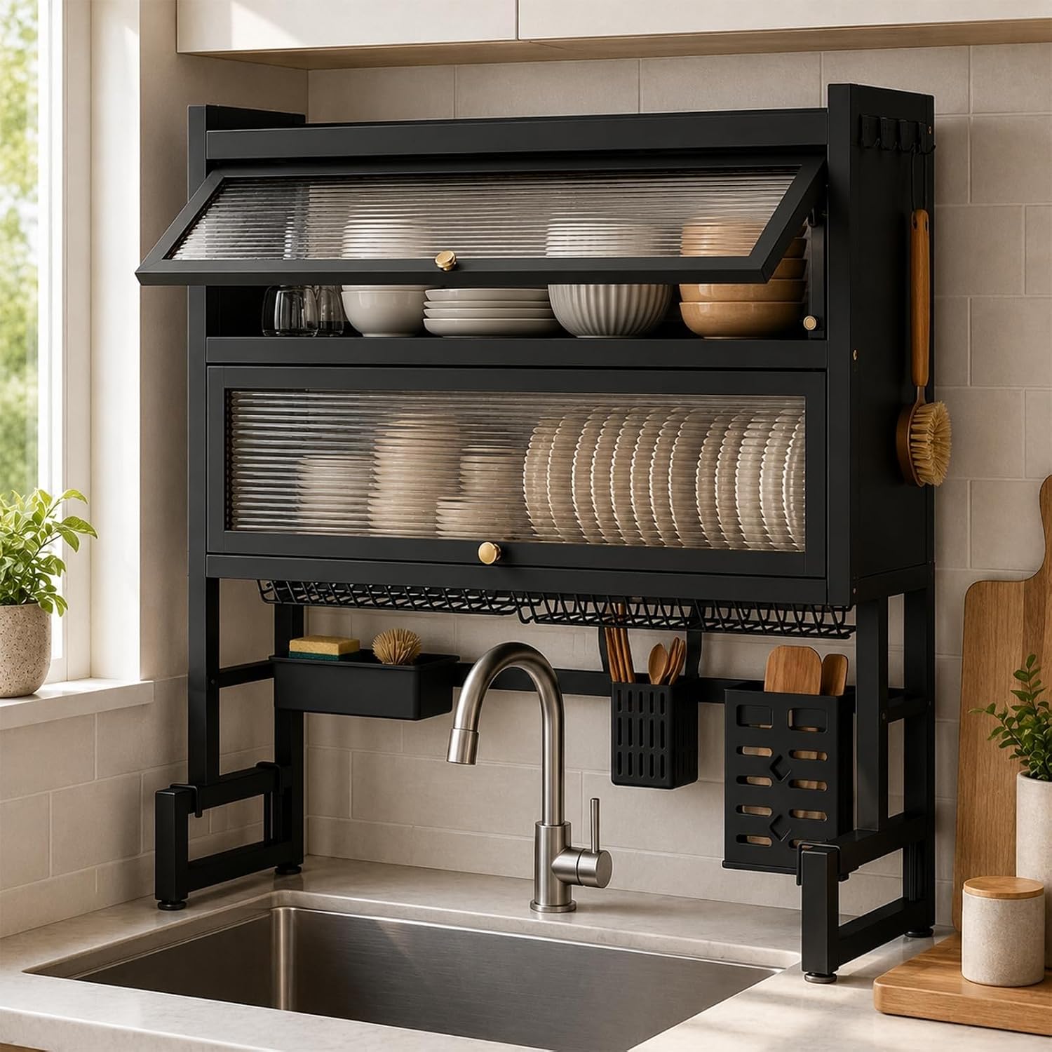Over Sink Dish Storage Station, Countertop Space Maximizer