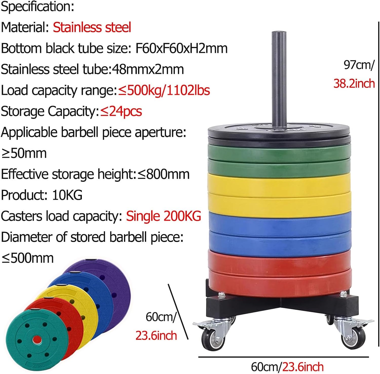 YXXSDP Weight Plate Rack Organizer for Home Gym, Vertical Professional Barbell Bumper Plate Rack Holder, with Rolling Wheels, for Powerlifting and Olympic Weight Lifting