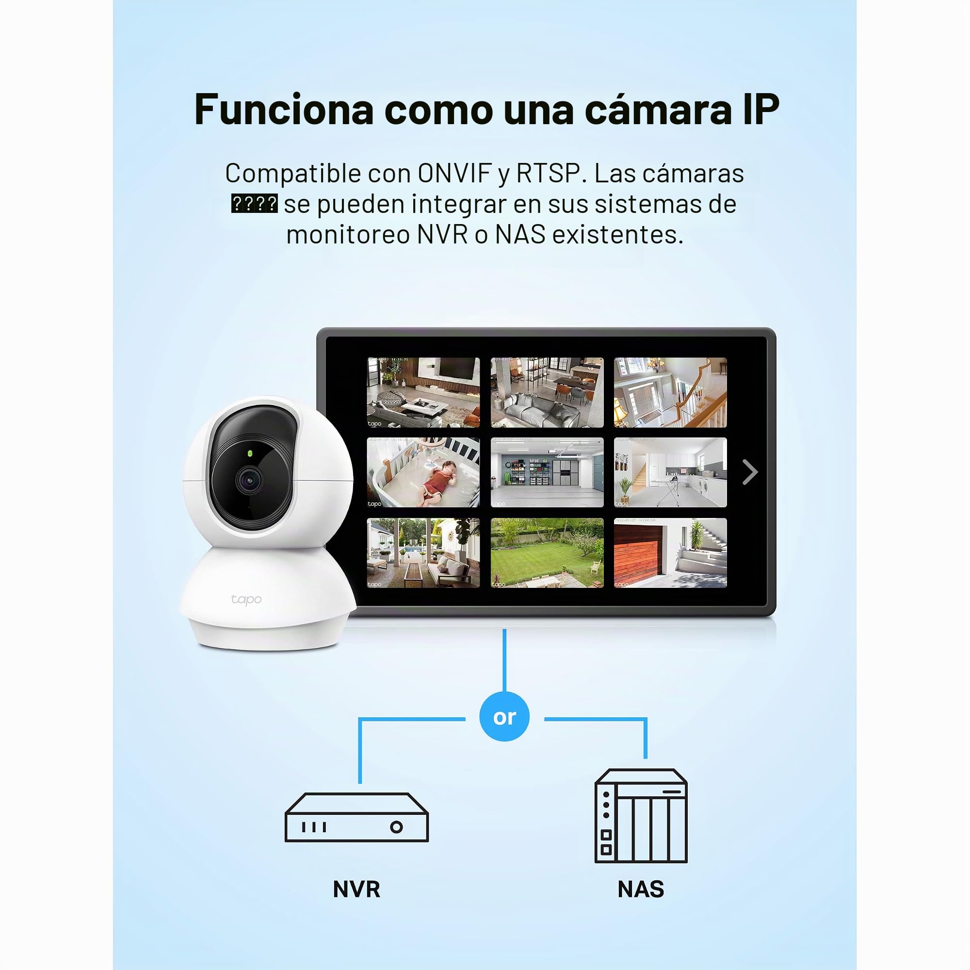 Tapo TP-Link - Cámara de Seguridad 2K con inclinación panorámica para Monitor de bebé, cámara de Perro con detección de Movimiento, Sirena de Audio de 2 vías, visión Nocturna, Almacenamiento en la
