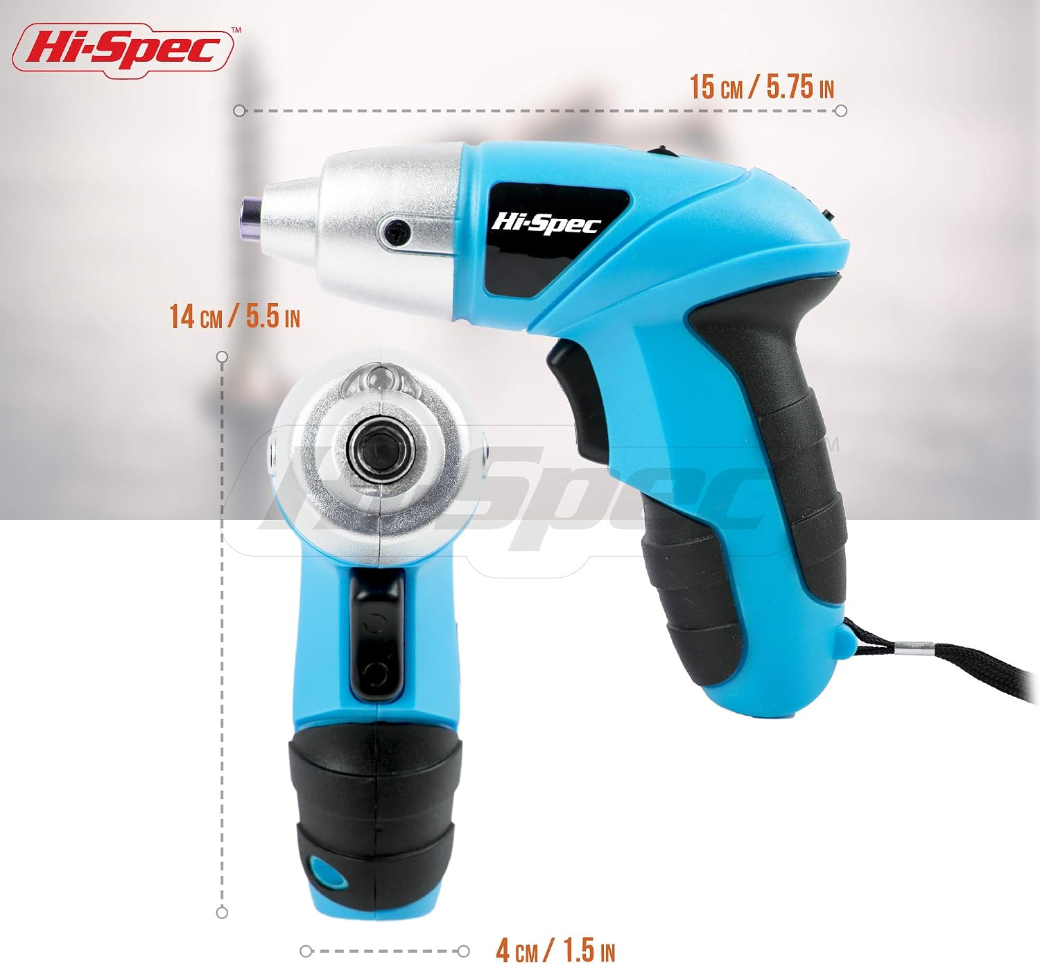 Hi-Spec 26 Piece 4.8V Electric Power Cordless Screwdriver with Rechargeable Battery & LED Light. Includes Screwdriver Bit Accessories Set for Home DIY & Repair (Blue)