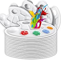FANDAMEI 20 Pack Oval Paint Palettes with Thumb Hole - Plastic Trays for Kids Acrylic Painting, Art Class Mixing Holder