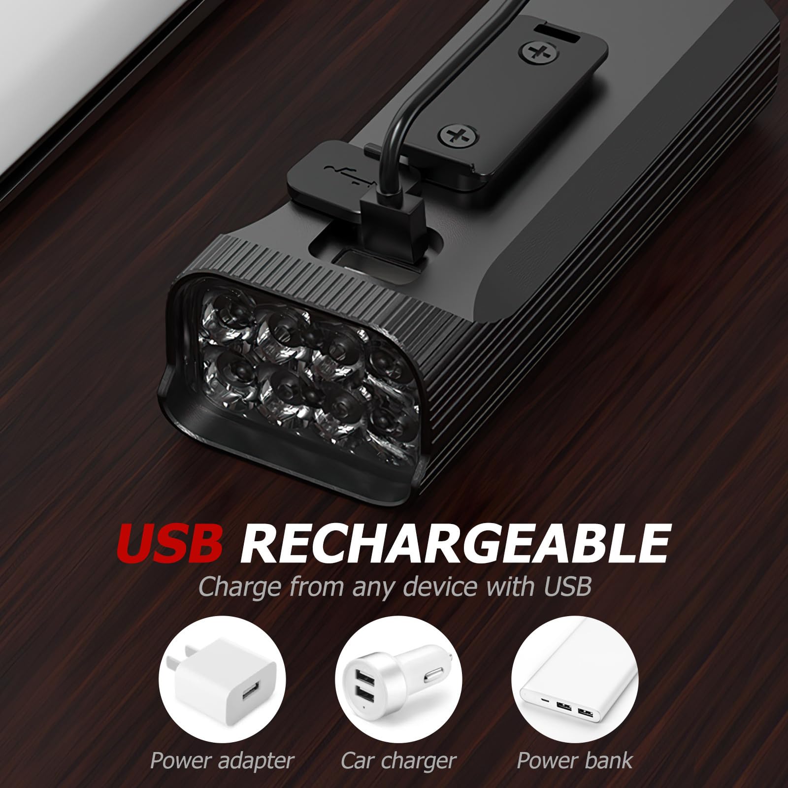 UPKOCH Luz Delantera para Bicicleta Recargable P28f, 10000mah