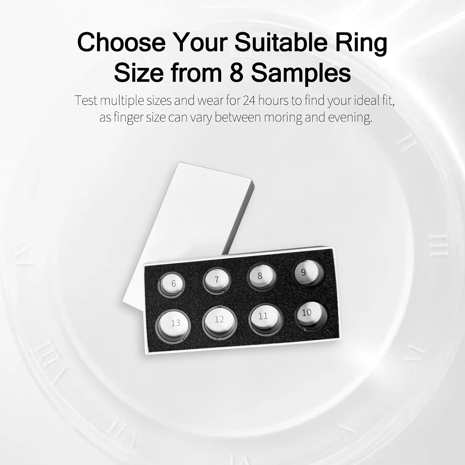 Smart Ring for Men Women – Fitness Health Tracker Ring Ceramic with Heart Rate (Black, Sizing Kit)