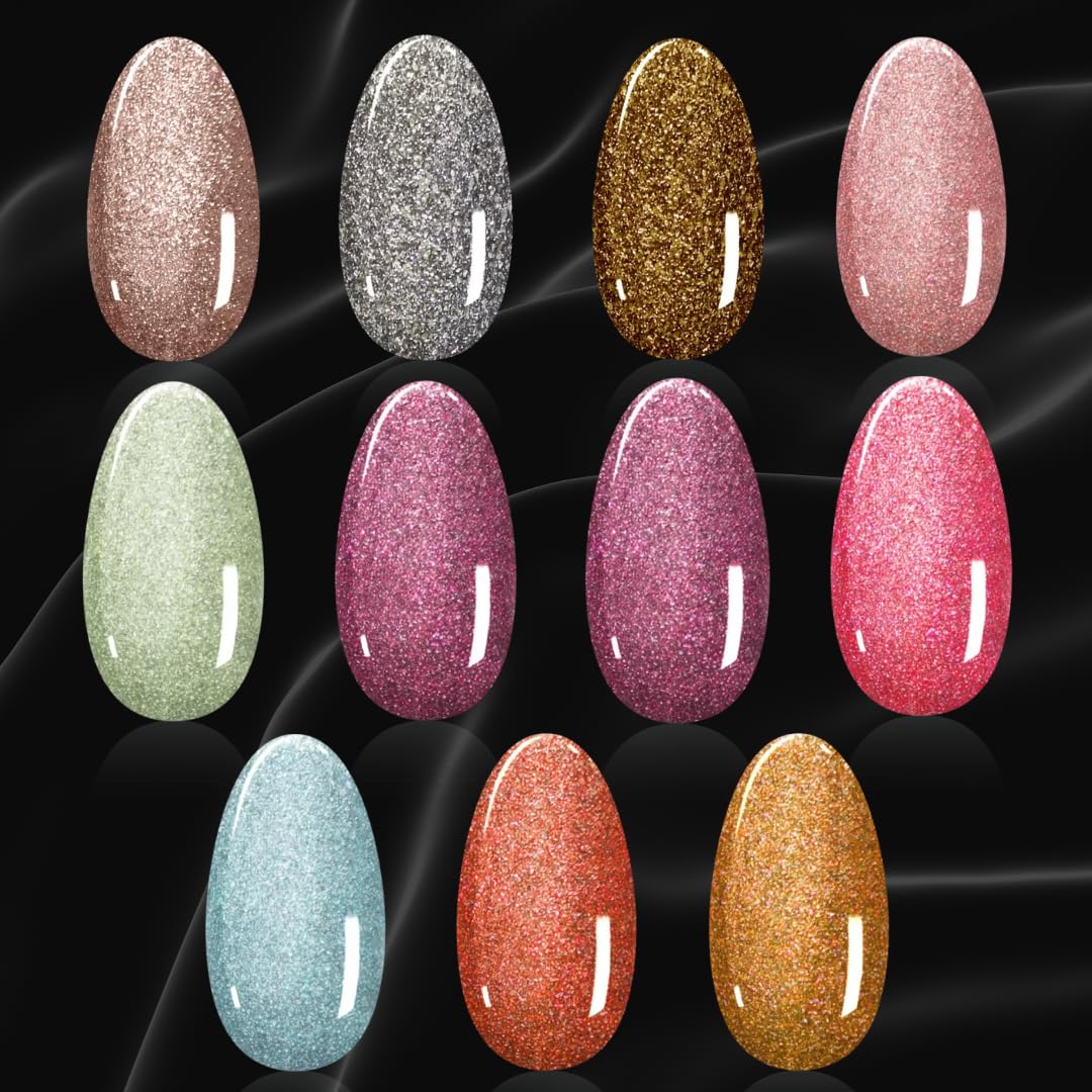 Kit Semipermanente Glamour 8ml Kit colori semipermanente ad alta pigmentazione glamour, colori glitterati intensi
