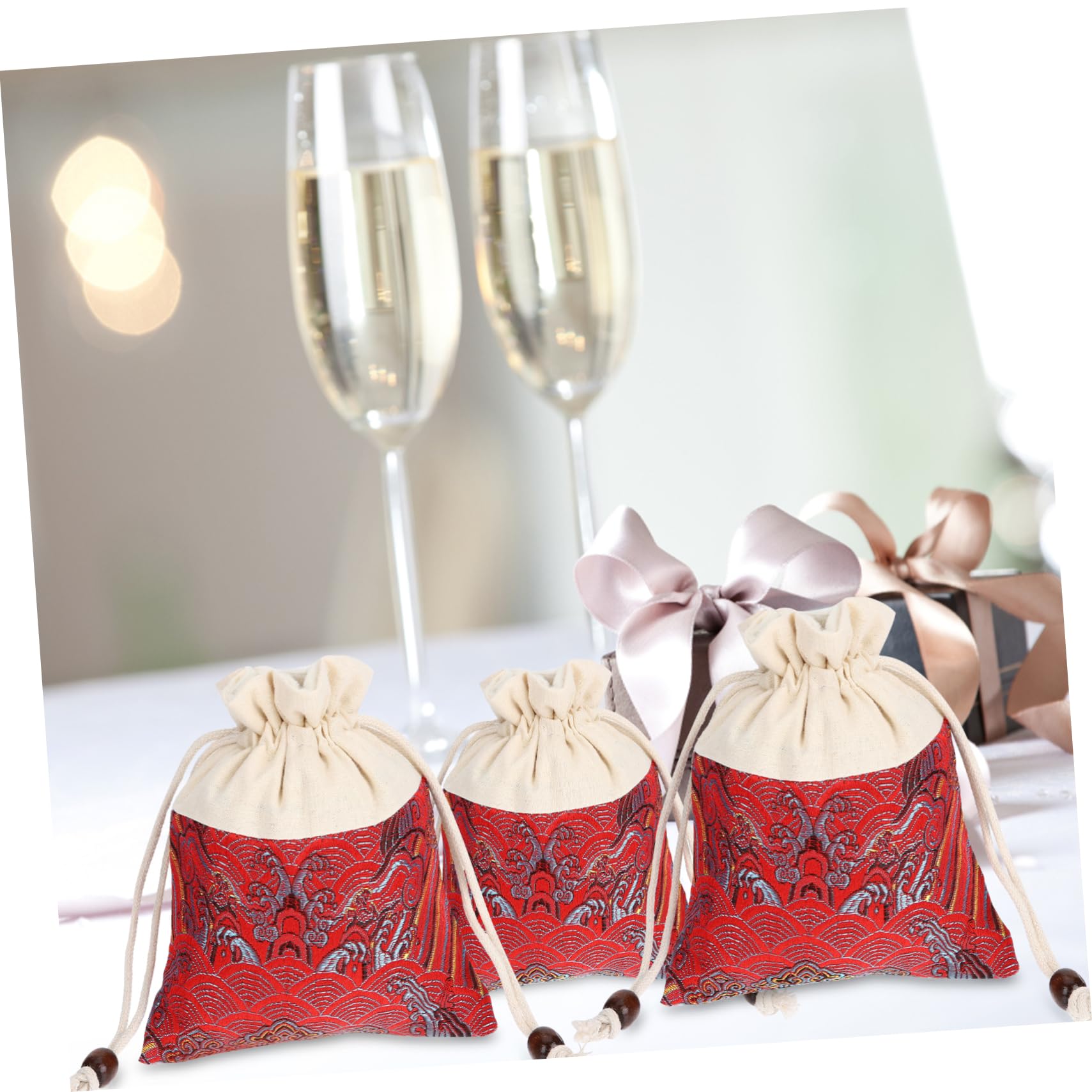 Healeved 15pièces Pochettes Cordon Brocart Pour Bijoux à Cordon Élégant Pour Fêtes Et Mariages Et Couleur Bleue