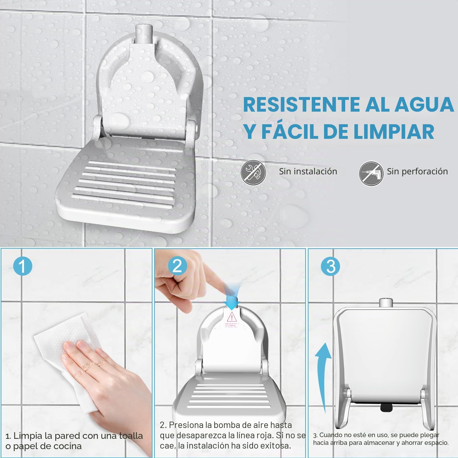 Reposapiés para Ducha,Reposapiés Ventosa,Reposapié Baño con Ventosa,Baño Ducha Reposapié Afeitado Pierna Ayuda Auxiliar de Agarre Soporte Pedal Ventos Pedal