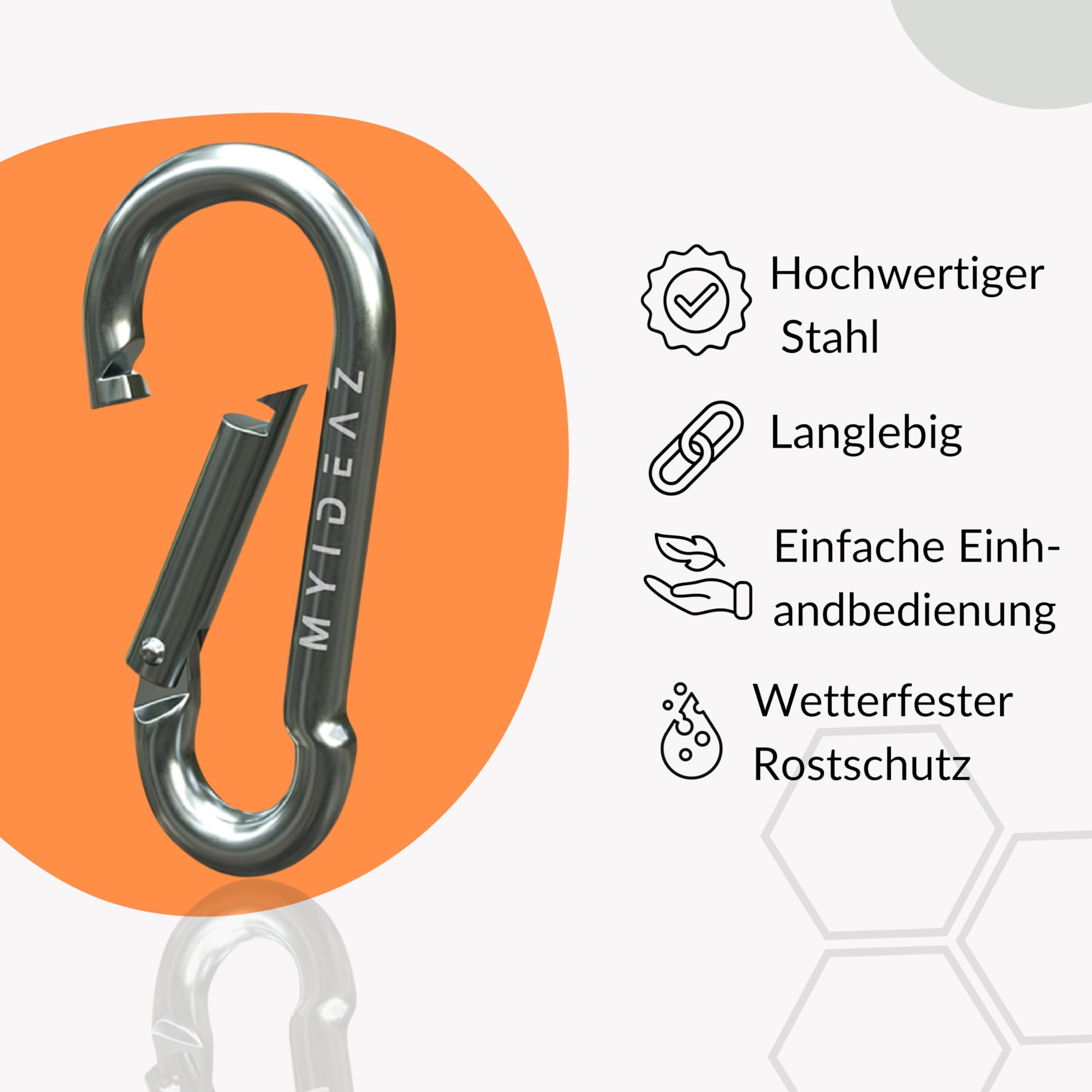 15 Moschettoni M5 In Acciaio Zincato – 5 Cm, Portata 100 Kg, Per Arrampicata, Campeggio E Amaca