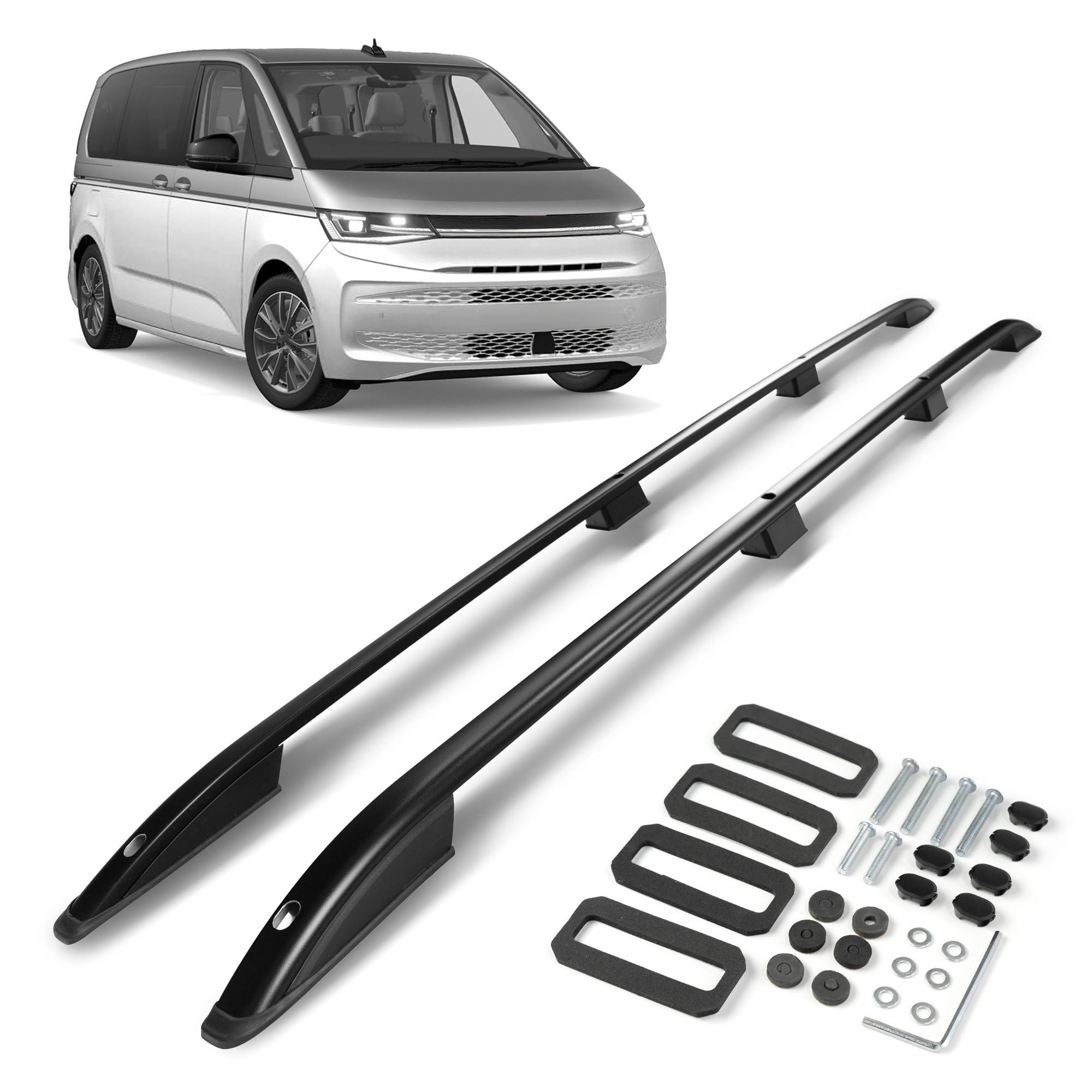 CHROMEMASTER | Dachreling Dachträger Kompatibel mit VW Multivan T7 L2 | LWB LANG 2021+; Zur Befestigung der Dachgepäckträger, Dachkörben, Dachboxen oder Dachfahrradträger | Konstruktion aus Aluminium