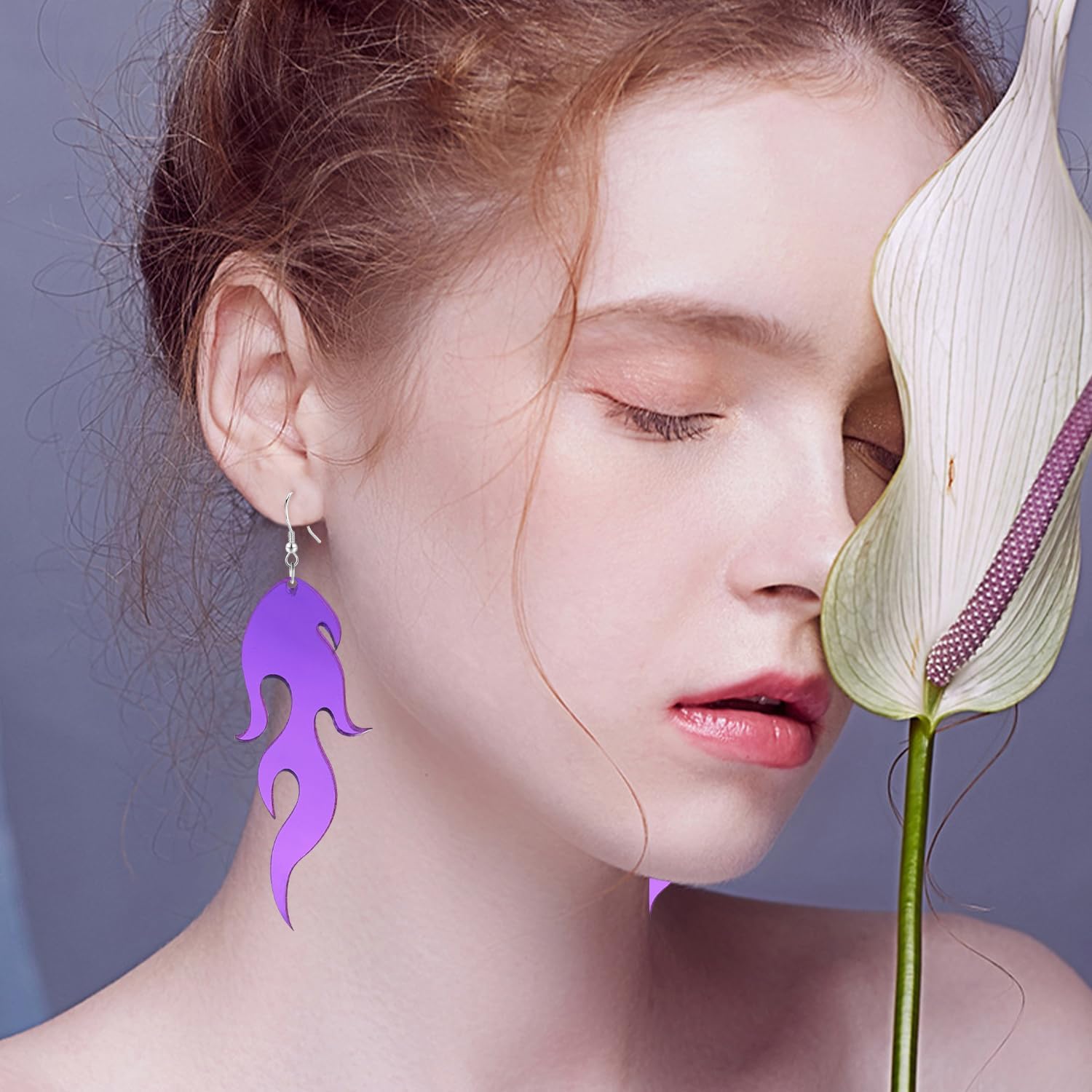 Transparent Acrylic Flame Lightweight Dangle Drop Earrings Neon Fire Hip Hop Halloween Earrings for Women image 3