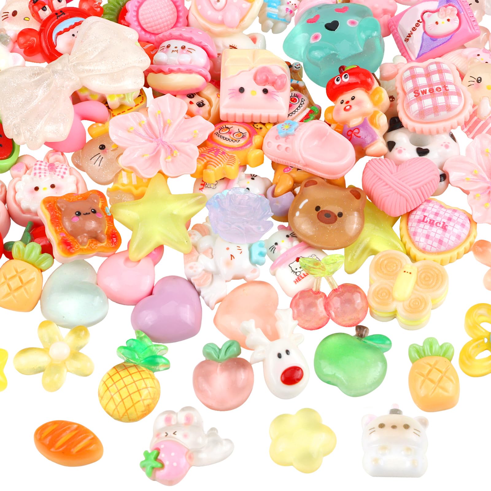 100 Pezzi Ornamenti Flatback in Resina Sintetica, Set misto Cute Slime Charms, per Accessori Artigianali, Scrapbooking, Custodia per Telefono