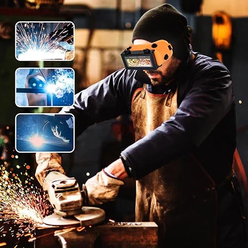 Miniatura 7 de Gafas de soldadura con oscurecimiento automático con lente abatible, gafas de soldador solar, máscara de ojos de soldadura con 2 sensores para