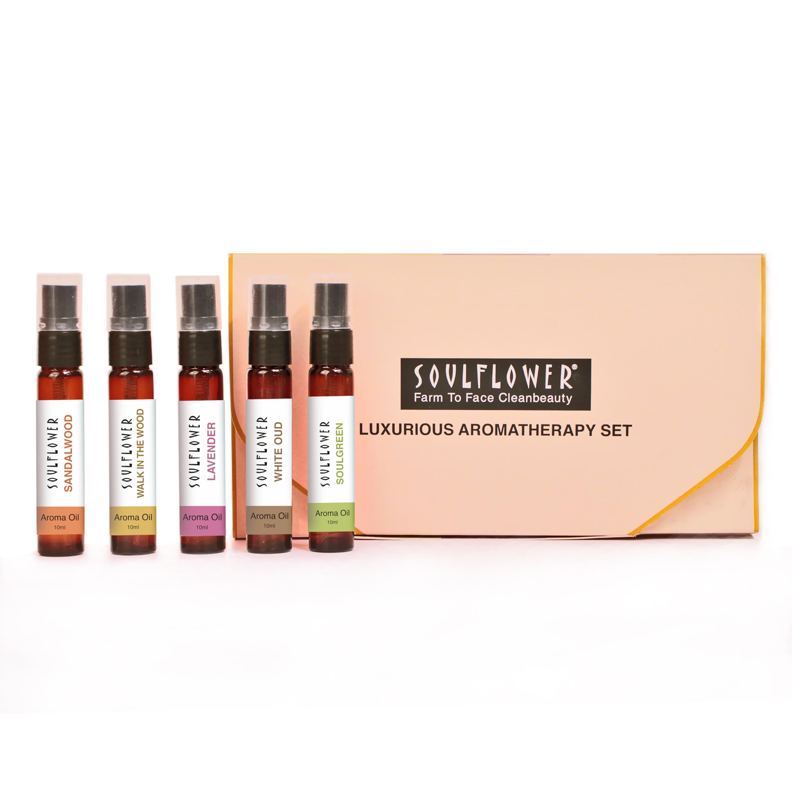 Soulflower Luxurious Aroma Oils | Aromatherapy Set | 100% Natural, Vegan & Alcohol-Free Home Fragrances | Delicate & Luxurious Aroma | Free From Chemicals, Synthetic Color or Fragrance | Diwali Gift Set for Men & Women
