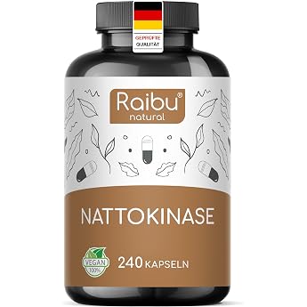 Nattokinase Capsules Premium - 8 Months Supply 240 Capsules Each 100mg 20000 FU/g High Dose - German Laboratory Test Vegan & No Additives