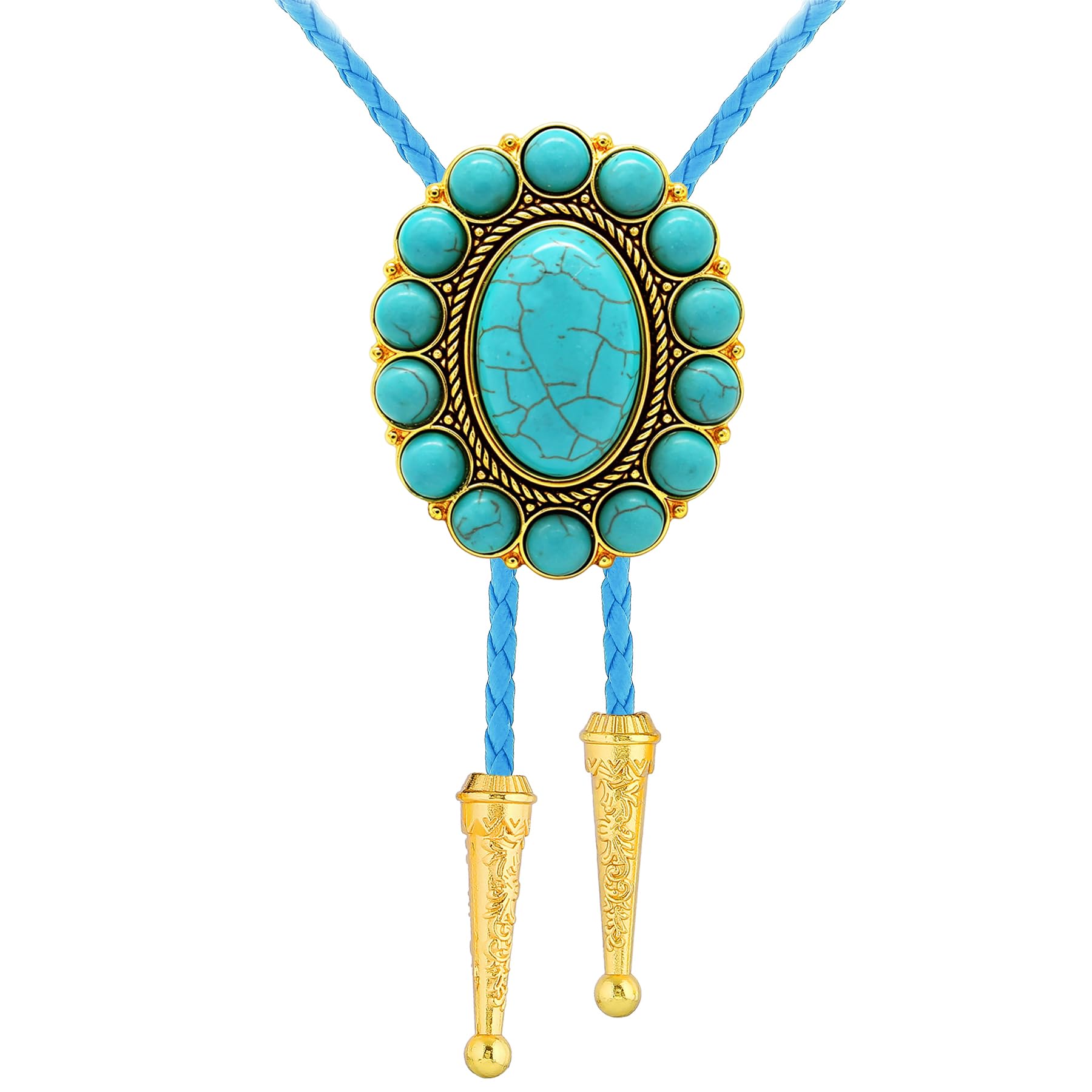 GelConnie Bolo Tie for Men Women Western Cowboy Turquoise Leather Necktie