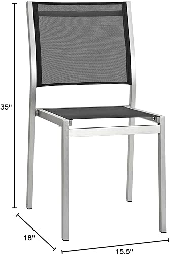 Miniatura 8 de Juego de sofá modular de aluminio Modway, de color plata y beige, para playa, exteriores, patio, juego de 3 unidades, PlateadoNegro