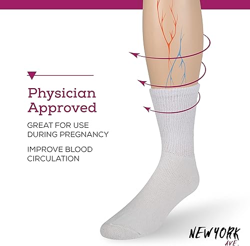 Miniatura 9 de Calcetines de algodón diabético para hombre, ajuste holgado, parte superior sin ataduras, parte inferior de cojín circulatorio