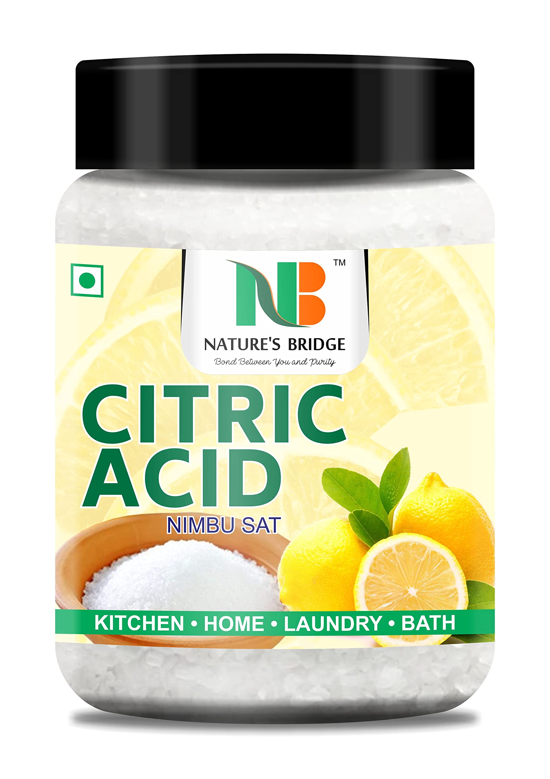 Nature's Bridge Natural Citric Acid 250 Gm (Nimbu Sat/Tatri/Nimbu Phool/Lemon Salt) | Natural Food Preservative, Flavor Enhancer | Household Cleaner Citric Acid Crystals