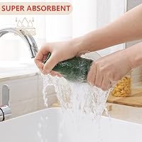 Vista 3 de Homaxy Trapos de cocina de 100% algodón, tejido de punto gofre, ultrasuaves, absorbentes y de secado rápido, 12 x 12 pulgadas, paquete de 6, verde