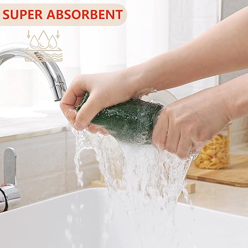 Miniatura 3 de Homaxy Paños de cocina de 100% algodón con tejido de gofre, ultra suaves, absorbentes, de secado rápido, 12 x 12 pulgadas, paquete de 6, verde hierba