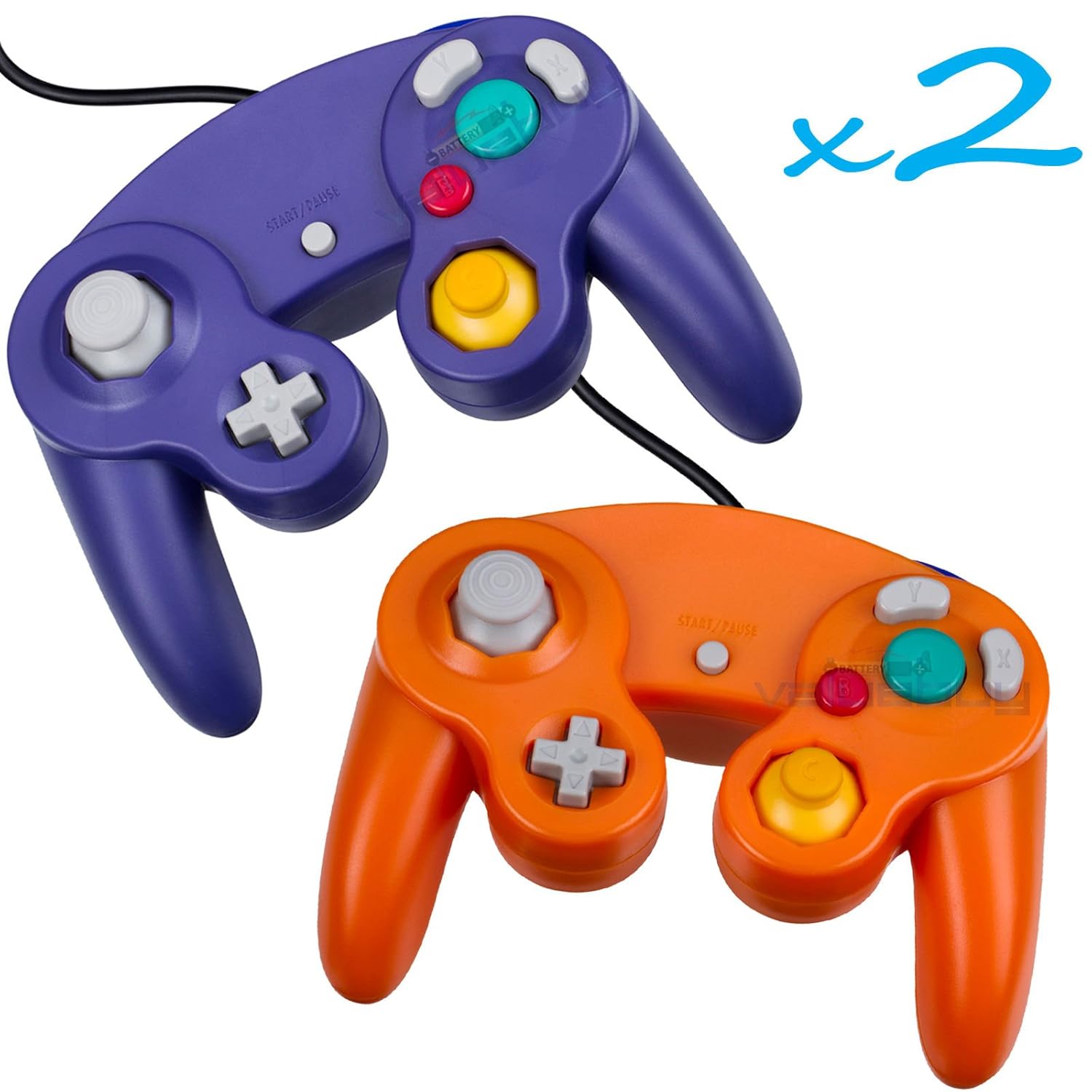 2 Brand New Controller for Nintendo GameCube or Wii -- Blue and Orange