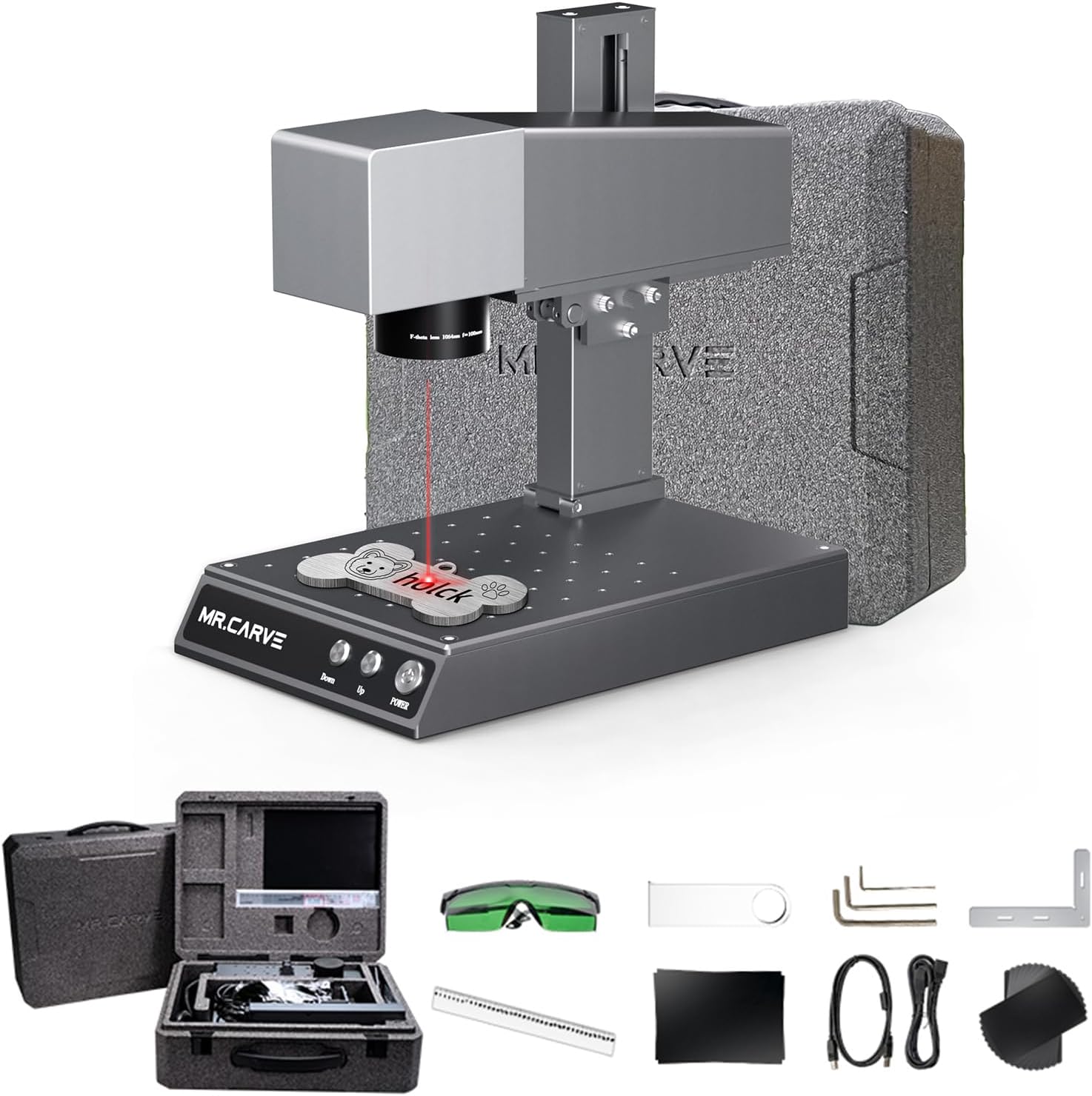 MR. Carve M1 Pro Engraver Desk Marking Engraving Carving Marker Machine Support APP Control High Speed for All-Metals Jewelry s Suitable for Home DIY Logo Printer Industrial Batch