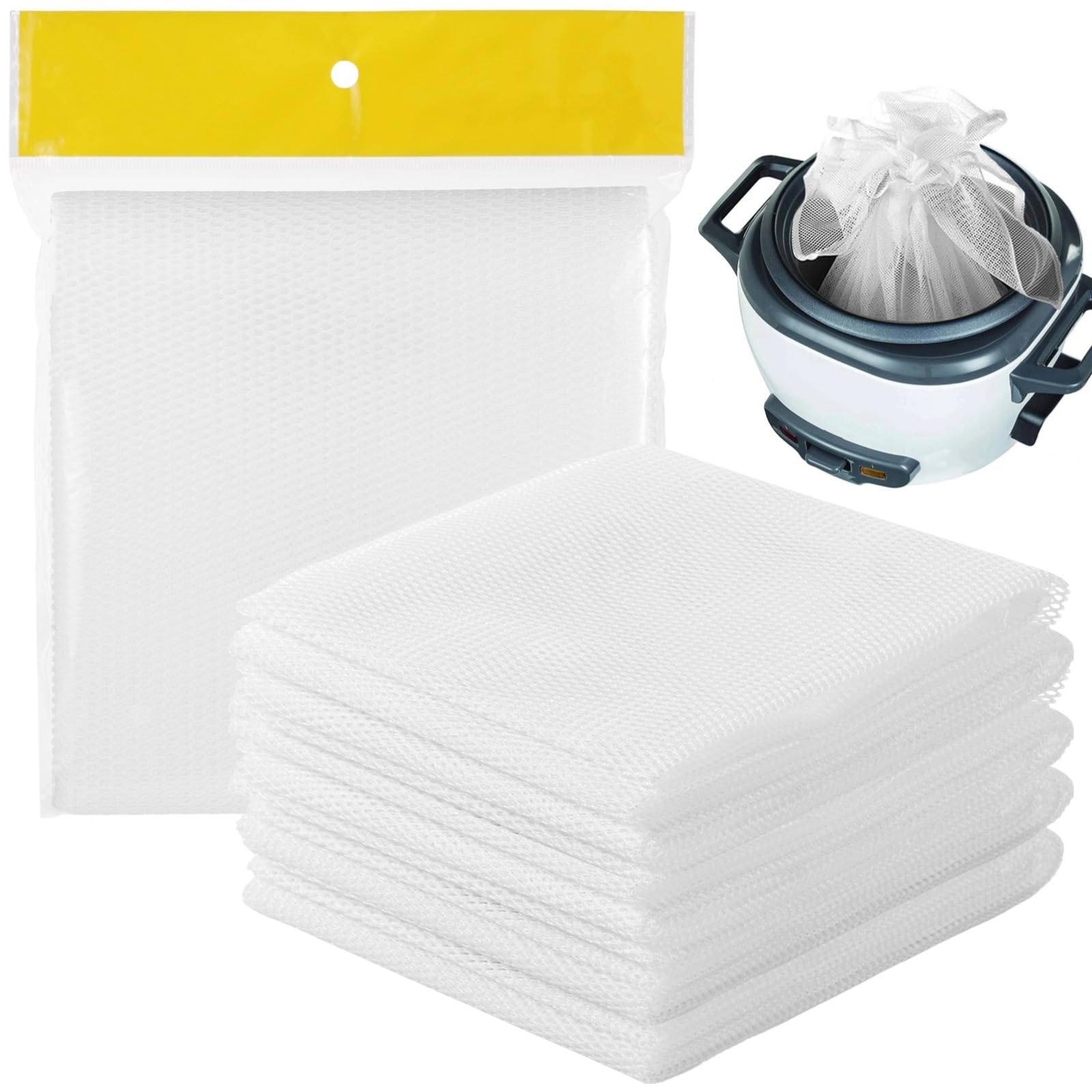 6 Pcs Tetoron Reusable Rice Cooking Nets Fine Mesh Non Stick Napkins for Steam Pots and Cookers