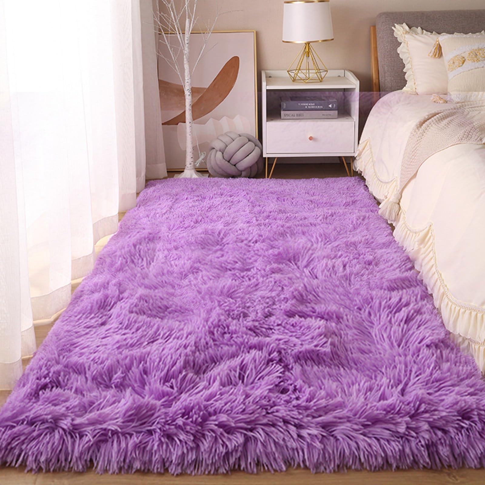 Tapis en peluche lavable pourpre 315 x 355 cm tapis de décoration