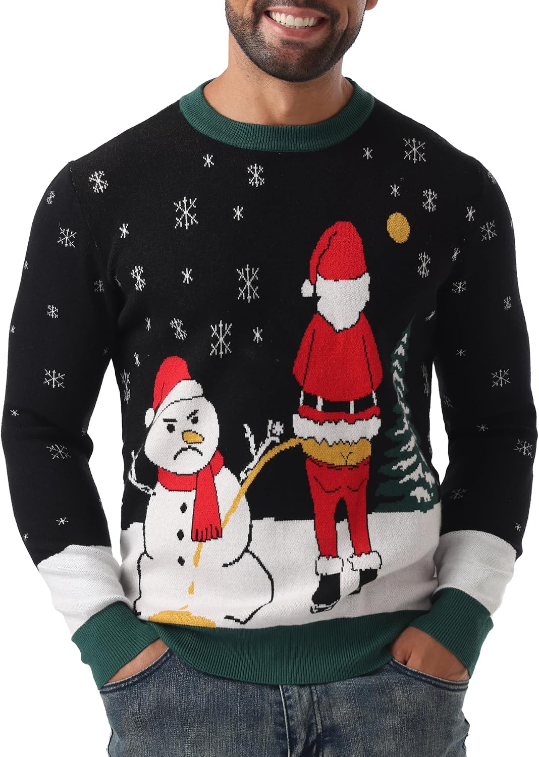 Askdeer Men's Ugly Christmas Sweater Soft Casual Xmas Pullover Classic Knitted Crewneck Sweaters with Ribbing Edge