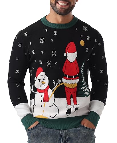 Askdeer Men's Ugly Christmas Sweater Soft Casual Xmas Pullover Classic Knitted Crewneck Sweaters with Ribbing Edge