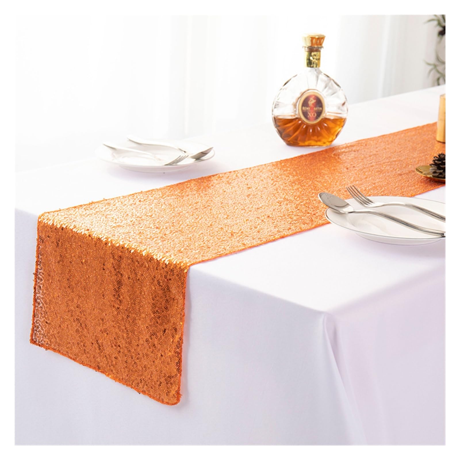 Disco Table Runner 1 Pieces Sequin Table Runner Glitter Dining for Birthday Bachelorette Holiday Celebration(Orange,30x120cm)