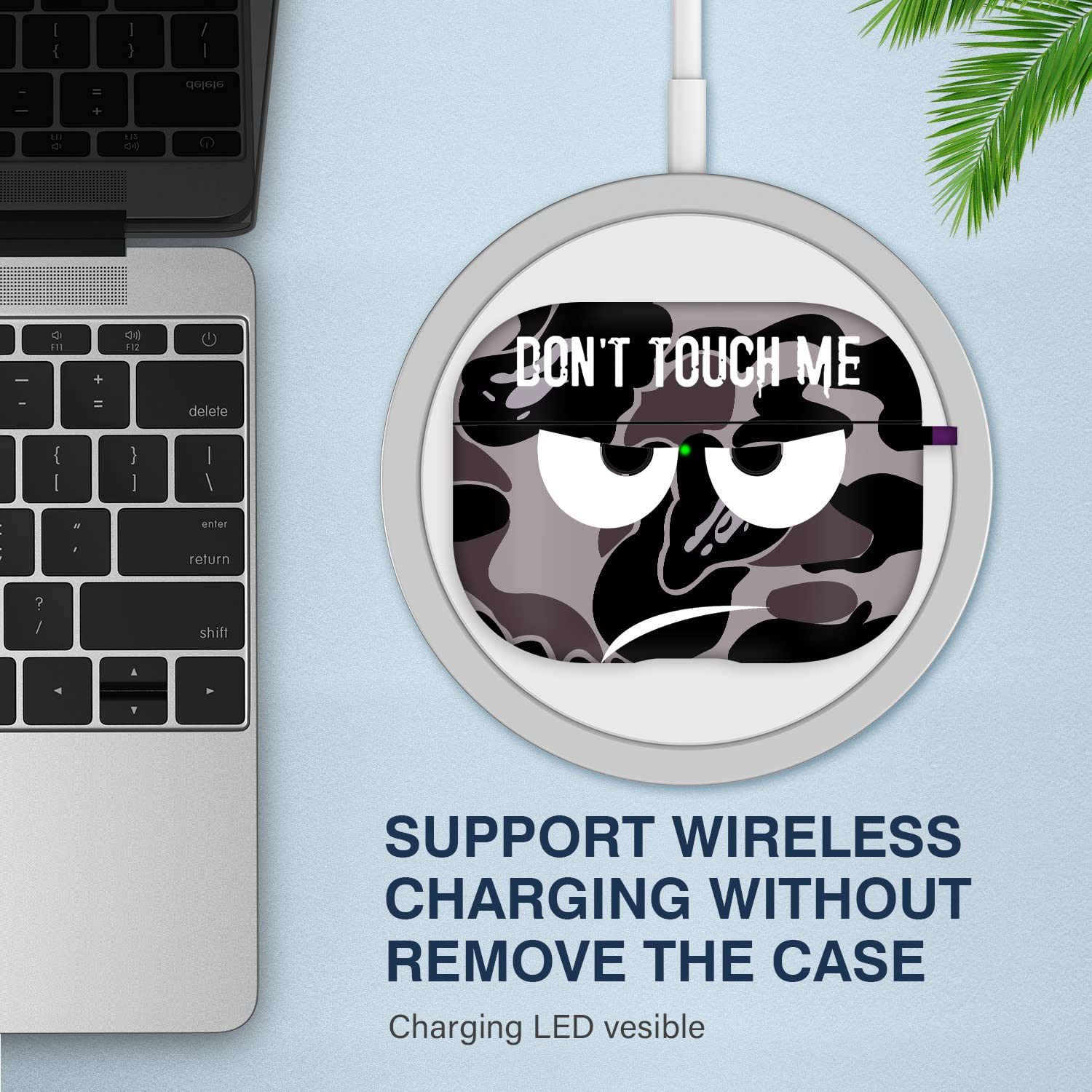 Youtec for Airpods Pro Case, Don't Touch Me Cover with Keychain/Lanyard Soft Cute Shockproof for Women & Men, Compatible with Airpods Pro 2019 Charging Case (Grey)