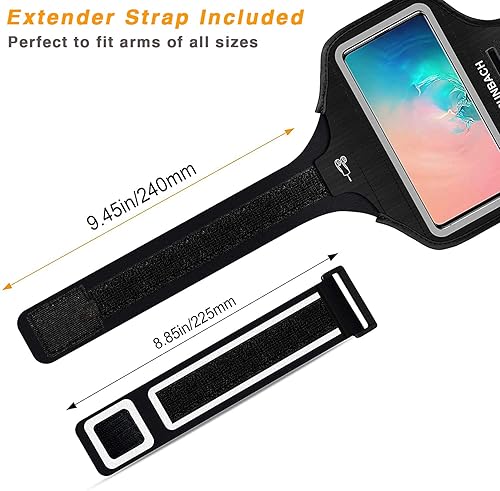 Miniatura 2 de Brazalete para Samsung Galaxy S25+S24+S23+S22+S20+S10+S9+S8+, bolsa de gimnasio con soporte para llaves y ranura para tarjetas (negro)