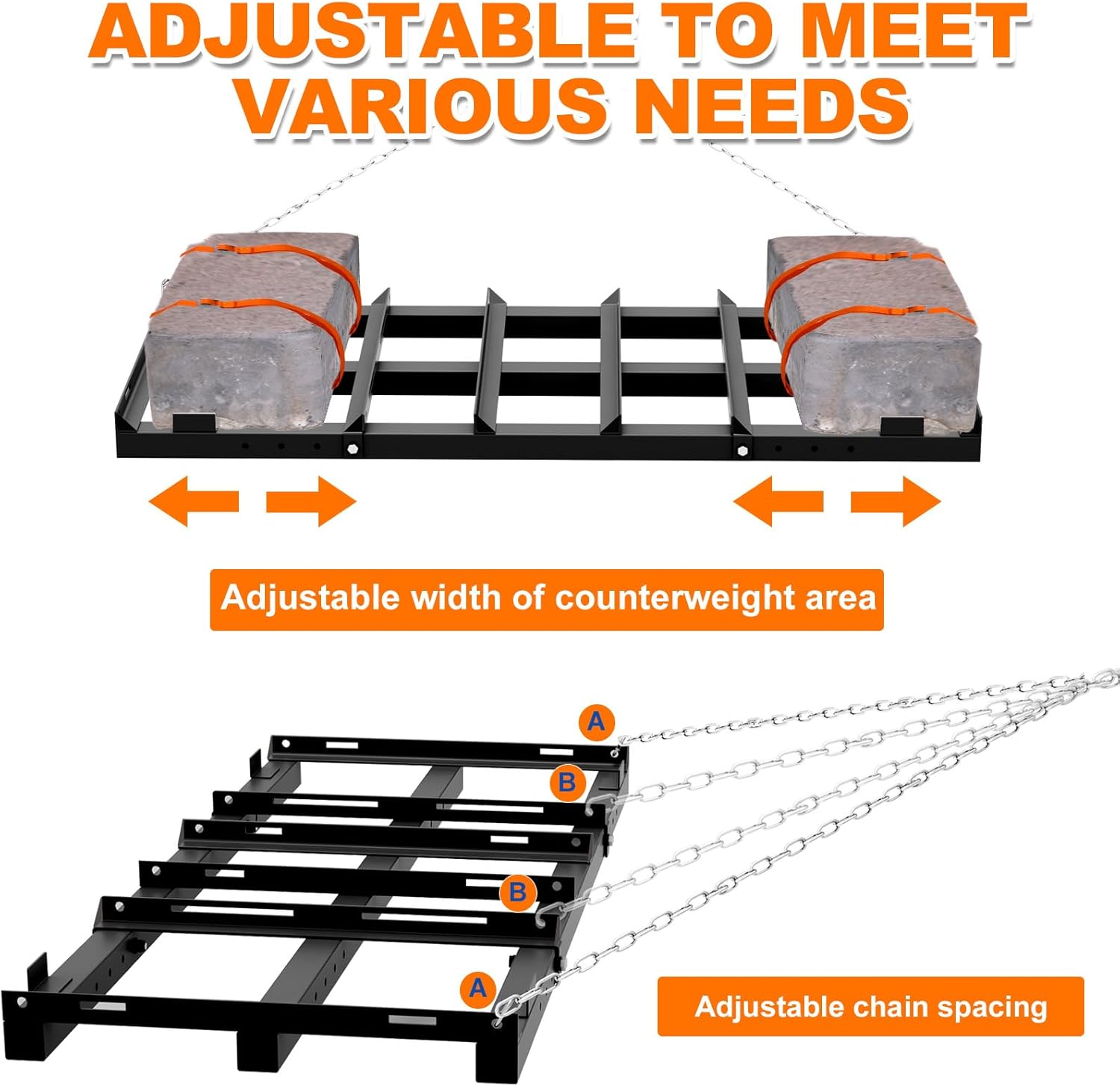 4 Ft Drag Harrow, Heavy Duty Driveway Grader, Tow Behind Lawn Rake with 5 Ft Chain, 4 Safety Belts, 2 Adjustable Bars, Driveway Drag for Gravel, Sand, Lawn, Soil, Hay, ATV, UTV, Mower, Tractor, Black