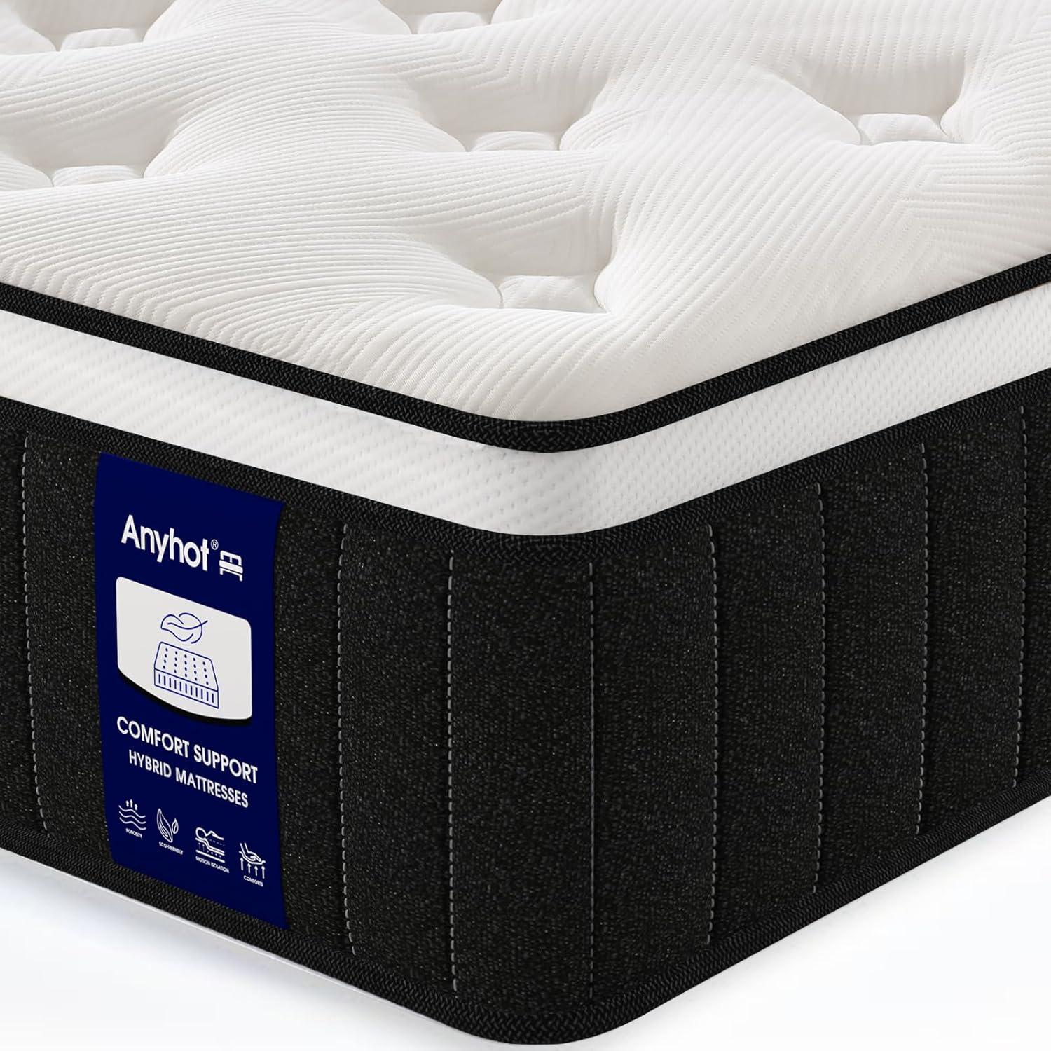 Queen Mattress,10 Inch Medium Firm Hybrid Bed Mattresses,Queen Mattress Size with High Density Foam and Independent Pocket Springs,Release Pressure,Cool and Breathable