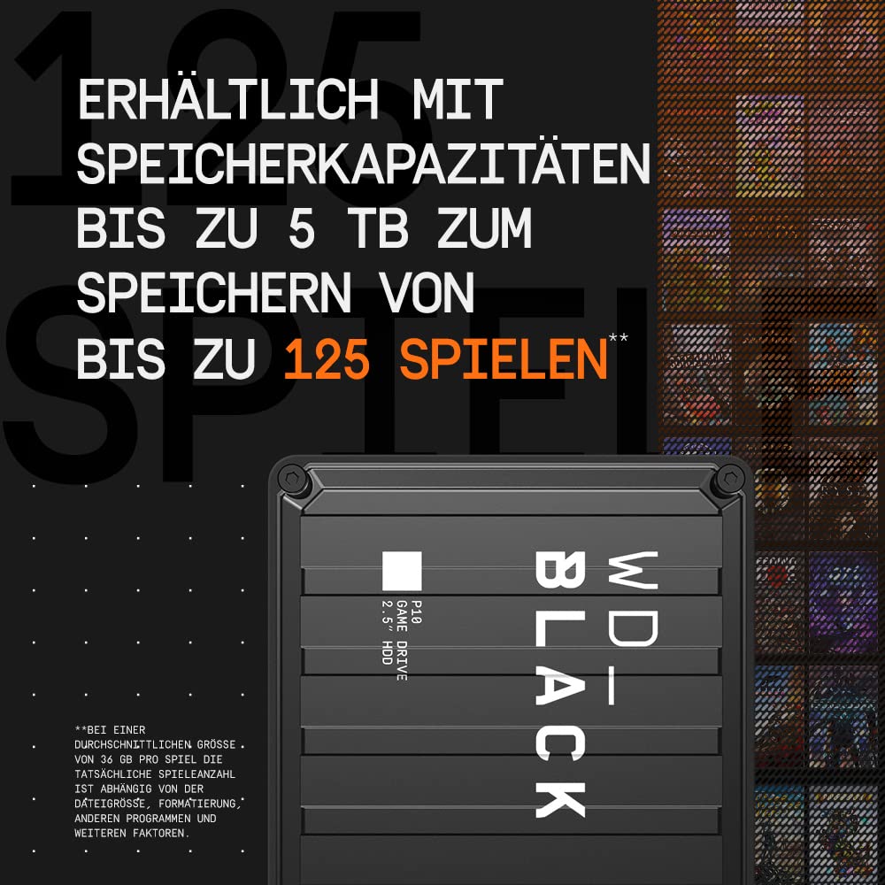 WD_BLACK P10 Game Drive 2 TB Externe Gaming Festplatte Schwarz