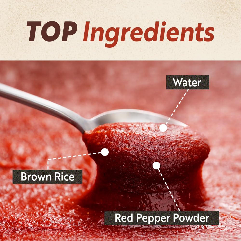 Gochujang – Premium Korean Red Chili Paste [ Medium | 1.1 lb (500g) ] – 0 Fat/ 0 Cholesterol / (40 Calories/Serving) | Spicy & Sweet Savory Fermented Sauce | Great for Bibimbap, Marinades, Stews & BBQ - O’food thumbnail 5