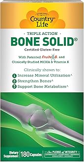 Country Life Bone Solid - Bone Health Supplement with Microcrystalline Hydroxyapatite (MCHA), Calcium, Magnesium, Zinc, Vitamins K2 & D3 for Enhanced Bone Strength & Metabolism - 180 Capsules