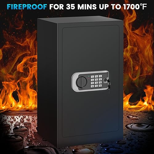Miniatura 7 de Caja fuerte de 29.53 pulgadas de alto, caja fuerte para el hogar, resistente al agua y al fuego, caja fuerte digital de seguridad con llave de