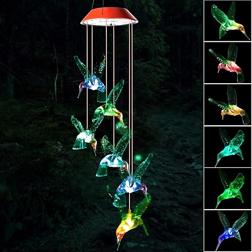 SIX FOXES Campanillas de viento solares de colibrí, regalos para todas las mamás, abuelas, mujeres, tías, hijas, amigas, sobrinas, hermanas, padres,