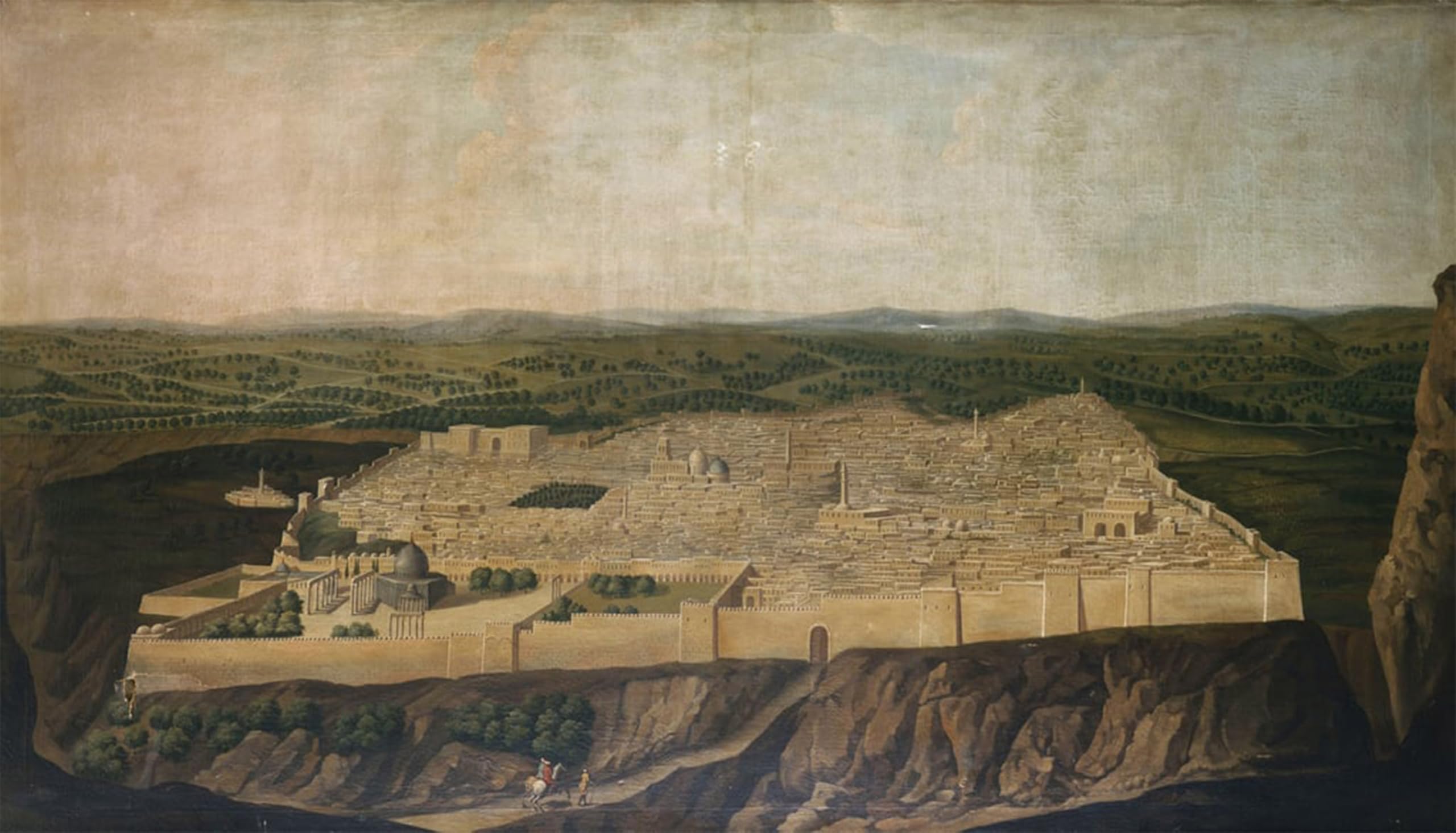 ARTXLXXBN Famous Prints Artwork Pictures Poster Painting Art a Panoramic View of Jerusalem by Jean Baptiste Vanmour Artwork Landscape Pictures for Home Decor 60x90cm