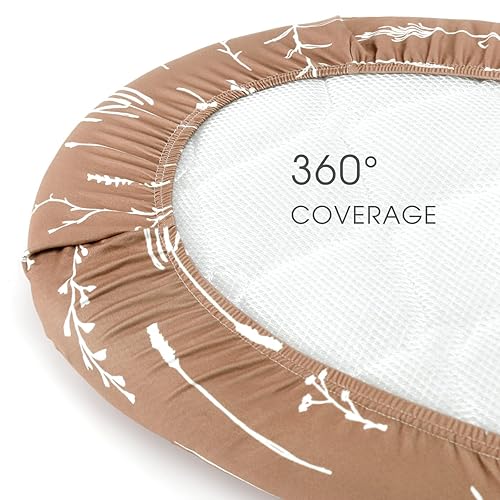 Vista 116 de GRSSDER Juego de 2 sábanas elásticas ultra suaves para moisés, ajuste universal para moisés, cesta de moisés, colchón rectangular ovalado, seguro