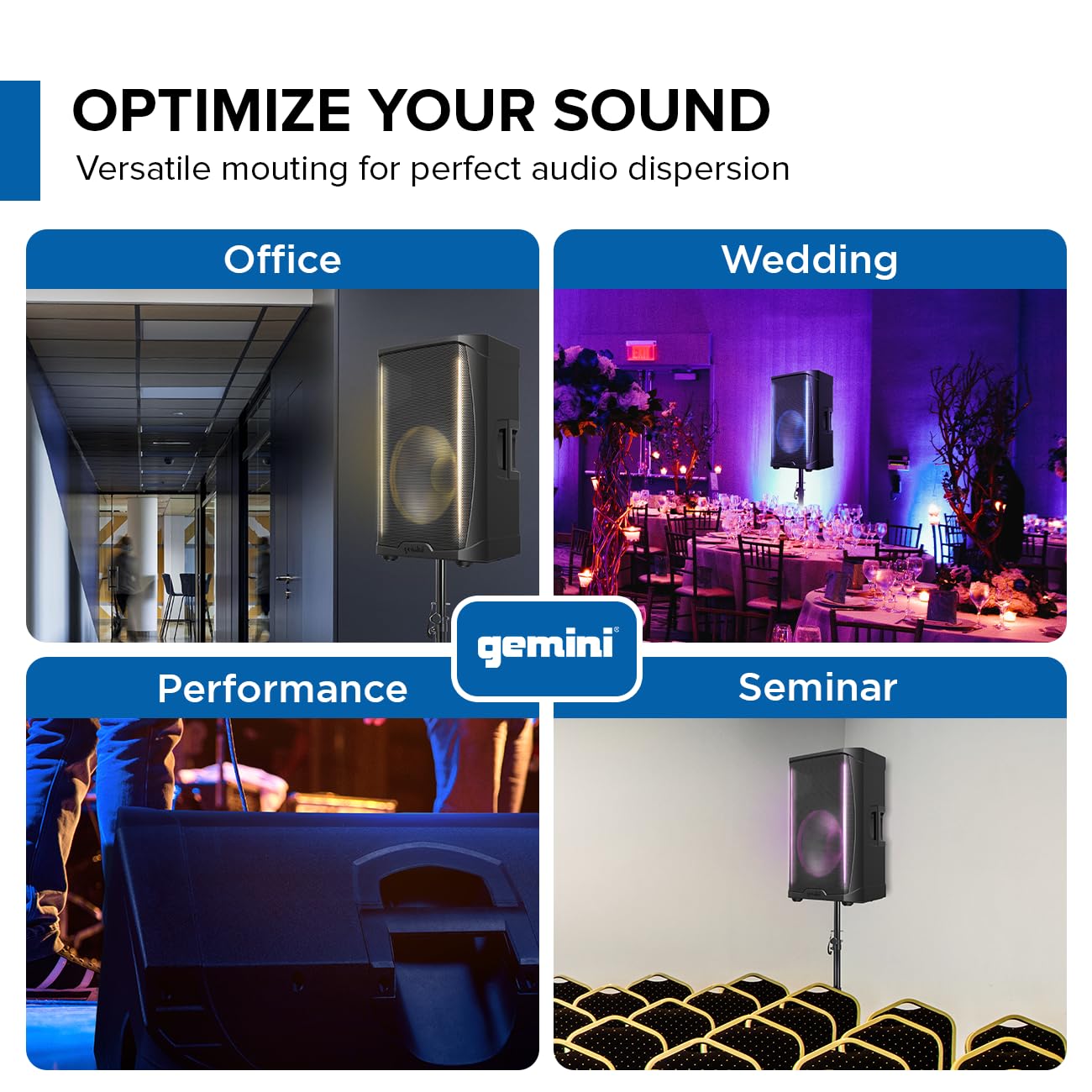 Gemini Sound GD-L215PRO - Głośnik PA Bluetooth 1300 W z lampkami imprezowymi LED i 3-kanałowym mikserem - wysokowydajny głośnik niskotonowy 15-calowy dla DJ-ów i imprez - przyjazna dla użytkownika
